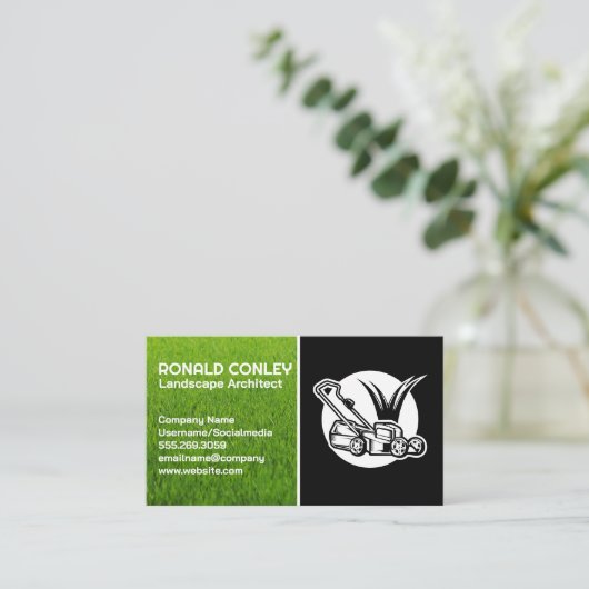 Logo für den Wäscheservice | Landflucht | Rasenmäh Visitenkarte (Stehend Vorderseite)