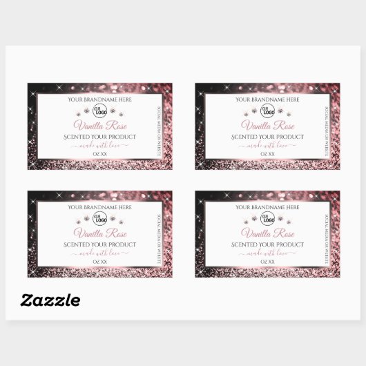 Logo für den White Rosegold Glitzer Logo-Bereich Rechteckiger Aufkleber (Blatt)