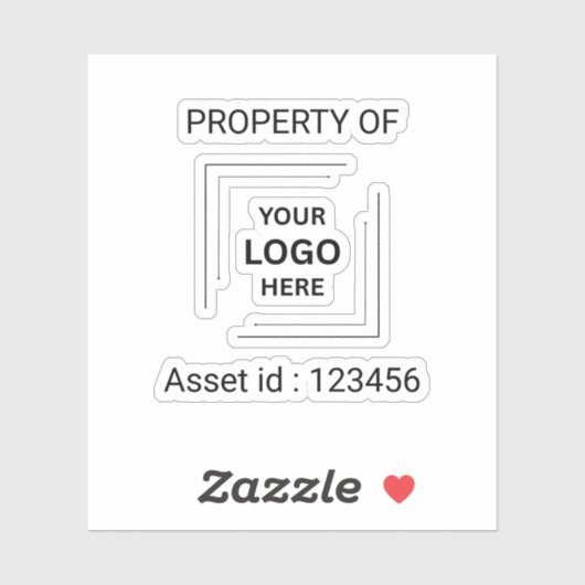 Logo für die Asset-ID | Eigentum an Unternehmen Aufkleber (Blatt)