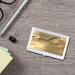 Logo für die Bezeichnung von Metallen aus Gold Visitenkarten Dose<br><div class="desc">Eleganter,  glamouröser flüssiger Imitat mit goldenem metallischem Hintergrund. Personalisieren Sie Ihre Firma,  Ihr Firmenlogo,  Monogramm-Initialen und Ihren vollständigen Namen.</div>