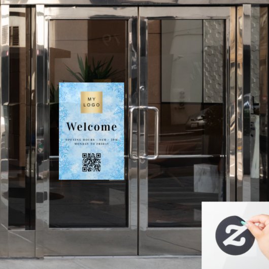 Logo für die blaue Schneeschifffahrt - QR-Code Fensteraufkleber (Büro Tür)