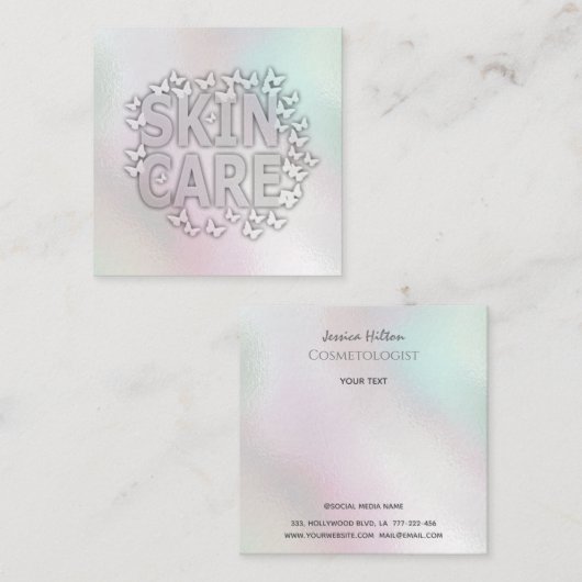 Logo für die Dispersion von Holografie-Hautpflege Quadratische Visitenkarte (Vorne/Hinten)