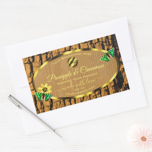 Logo für die Etiketten von Holzkörnern für rustika Rechteckiger Aufkleber (Umschlag)