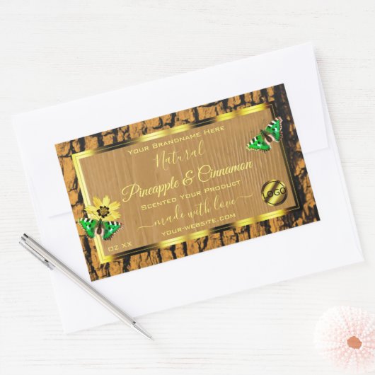 Logo für die Etiketten von Holzkörnern für rustika Rechteckiger Aufkleber (Umschlag)