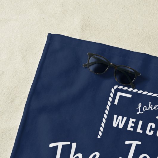 Logo für die Familie Lake House Custom Beach Handt Strandtuch (Beispiel)