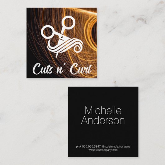 Logo für die Haarstickerei | Womens Beauty Quadratische Visitenkarte (Vorne/Hinten)