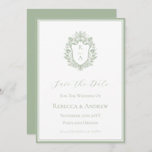 Logo für die Hochzeitscodierung für das grüne Wapp Save The Date (Vorne/Hinten)