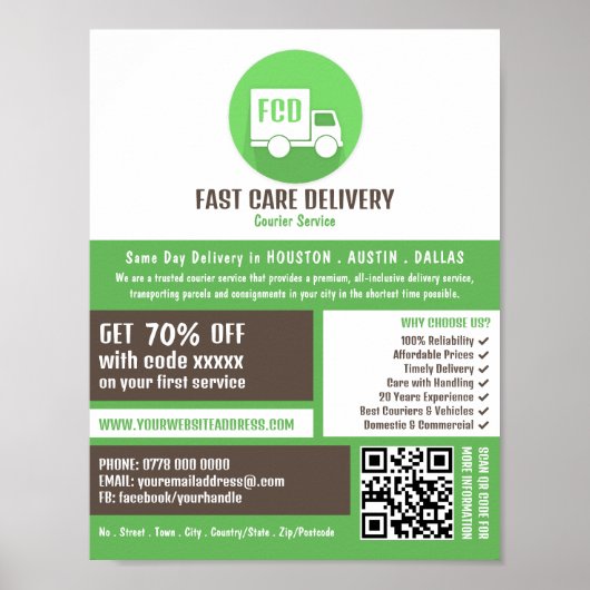 Logo für die Kurierlieferung, Kurierdienstwerbung Poster (Vorne)