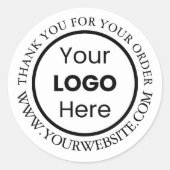 Logo für die Marke Custom Company Weiß Vielen Dank Runder Aufkleber (Vorderseite)