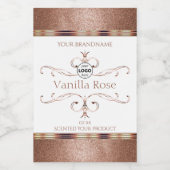 Logo für die verzierte Rose Gold Glitzer White Pro Lebensmitteletikett (Einzelnes Label)