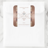 Logo für die verzierte Rose Gold Glitzer White Pro Quadratischer Aufkleber (Tasche)