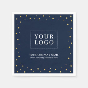 Logo für die Werbung für Gold- und Navy-Confetti-U Serviette