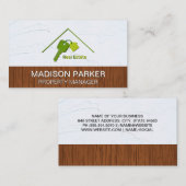 Logo für echte Anwesen-Zuhause-Tasten | Holzkleckw Visitenkarte (Vorne/Hinten)