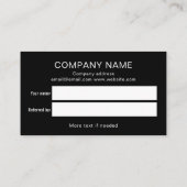 Logo für eine schwarze und weiße Firma Empfehlungskarte (Rückseite)