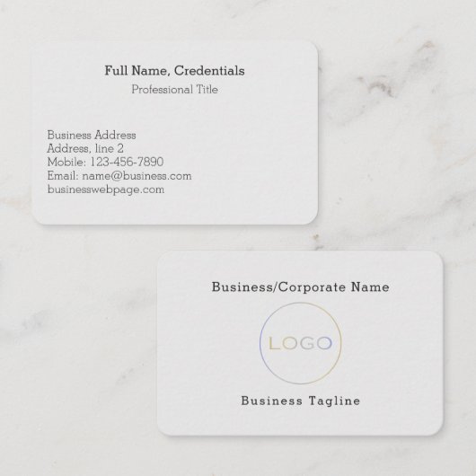 Logo für einfache Unternehmen - Formell leicht gra Visitenkarte (Vorne/Hinten)