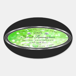 Logo für elegante Green Glitzer Product Labels Dia Ovaler Aufkleber