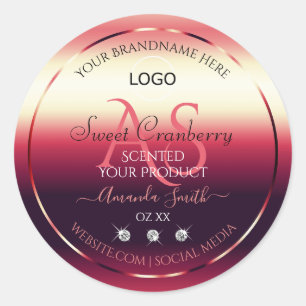 Logo für elegante Red Product Labels Diamonds Runder Aufkleber