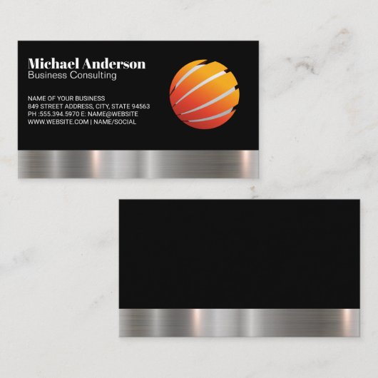Logo für Firmenlogos | Metal Trim Business Card Visitenkarte (Vorne/Hinten)