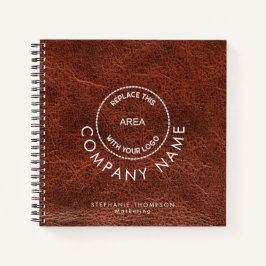 Logo für Firmenmitarbeiter QR Braun Imitate Leathe Notizblock