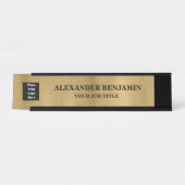 Logo für Firmennamen Gold Schwarze Elegante Schreibtischnamensplakette (Vorderseite )