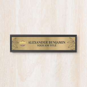 Logo für Firmennamen Gold Schwarze Elegante Türschild