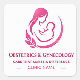 Logo für Frauenheilkunde-Praxis zur Markenbildung Quadratischer Aufkleber