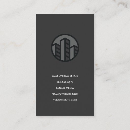 Logo für Gebäude aus Metall in Real Anwesen Terminkarte (Rückseite)