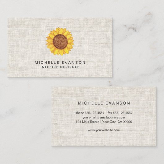 Logo für gelbe Sonnenblumen in Aquarellfarben auf Visitenkarte (Vorne/Hinten)