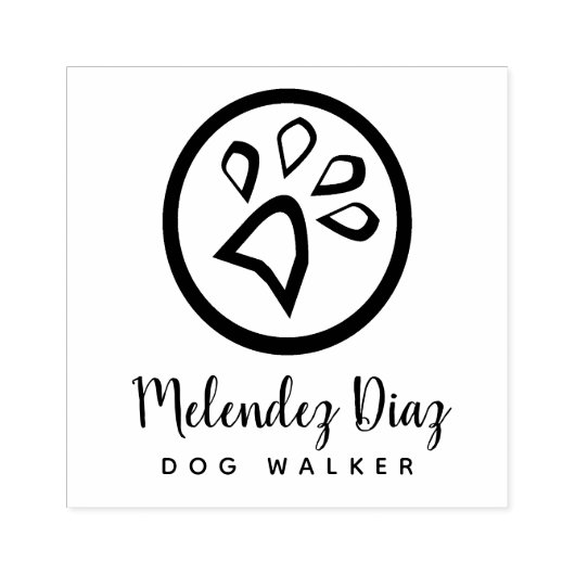 Logo für geometrische Paw Print Modern Dog Walker Gummistempel (Prägung)