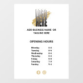 Logo für Geschäftsöffnungszeiten auf Weiß Fensteraufkleber (Blatt)