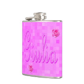 Logo für Giulia auf Rosa, Flachmann (Links)