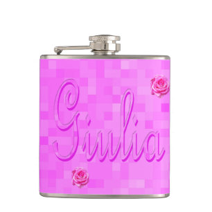 Logo für Giulia auf Rosa, Flachmann