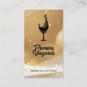 Logo für Glas aus Weinglas | Gold Bokeh Hintergrun Visitenkarte (Vorderseite)