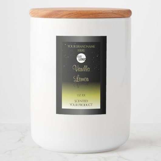 Logo für Glitzer-Etiketten für schwarz-gelbe Produ Lebensmitteletikett (Vorderseite)