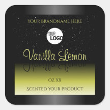 Logo für Glitzer-Etiketten für schwarz-gelbe Produ