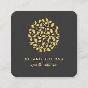 Logo für Gold-Blätter  Wellness Wellness-Center  Quadratische Visitenkarte