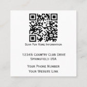 Logo für Golfturniere oder Veranstaltungen persona Quadratische Visitenkarte (Rückseite)