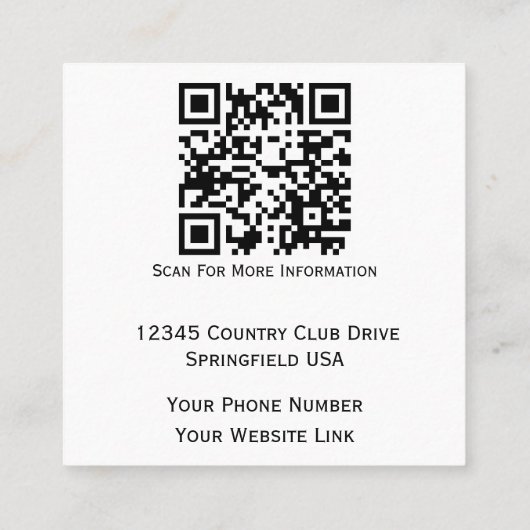 Logo für Golfturniere oder Veranstaltungen persona Quadratische Visitenkarte (Rückseite)