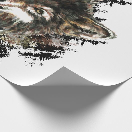 Logo für graue Wölfe in Aquarellfarbe Tierwölfe Geschenkpapier (Ecke)