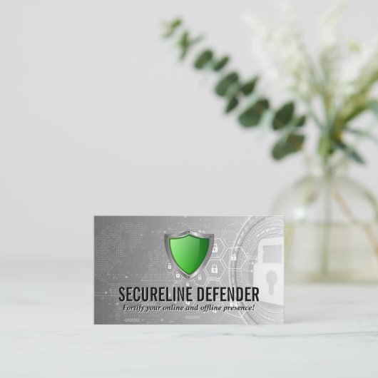 Logo für "Green Shield Security" | Moderner Hinter Visitenkarte (Stehend Vorderseite)