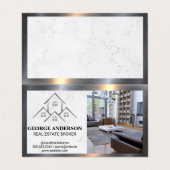 Logo für Häuser | Zuhause Interior Business Card Visitenkarten (Außenseite Aufgefaltet)