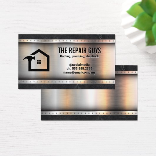 Logo für Hausreparaturen | Metallrivets | Marmor (Schreibtisch)