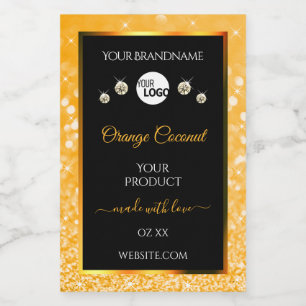 Logo für helle Orange Glitzer Black Product Labels Lebensmitteletikett