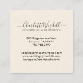 Logo für Hochzeitsschrift und Veranstaltungsplaner Quadratische Visitenkarte (Rückseite)