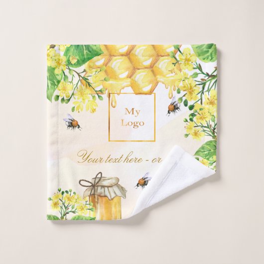 Logo für Hummelbienen, Honigblüten, gelbe Blüten Badhandtuch Set (Waschlappen)