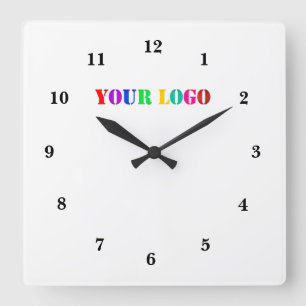 Logo für Ihr Unternehmen Quadratische Wanduhr