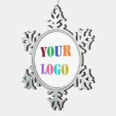 Logo für Ihr Unternehmen Schneeflocken Zinn-Ornament (Rechts)