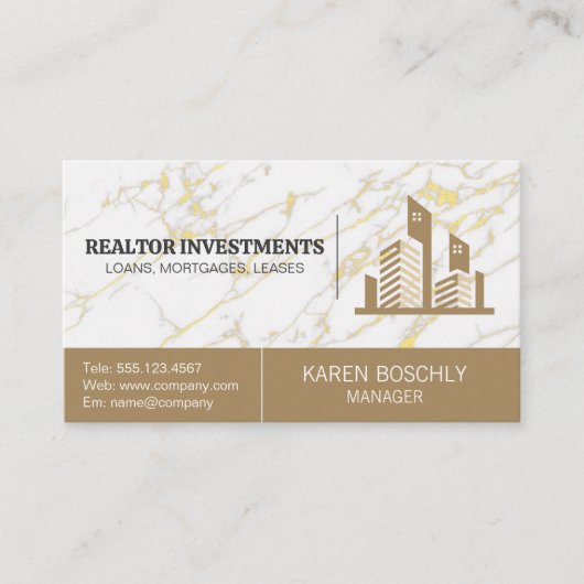 Logo für Immobilien-Anwesen | Marmor Visitenkarte (Vorderseite)