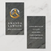 Logo für Immobilien-Anwesen | Schwarzer Marmor Terminkarte (Vorne/Hinten)