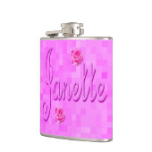 Logo für Janette auf Rosa, Flachmann (Links)
